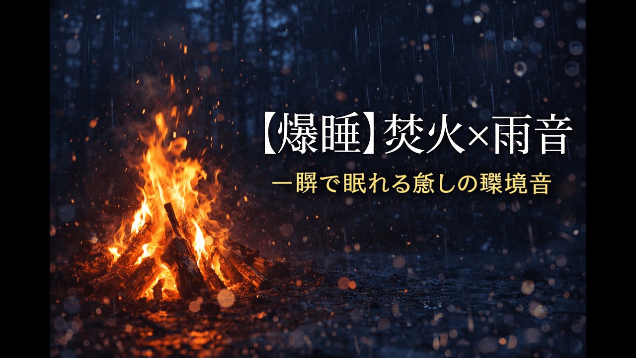 【睡眠用】焚火と雨の音｜3分で眠れる深いリラックスBGM（3時間）