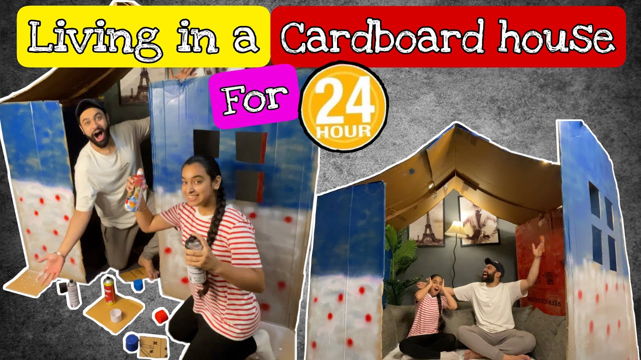 LIVING IN A CARDBOARD HOUSE for 24 HOURS 🏡 | Itsmegagan | gursheen Kaur
