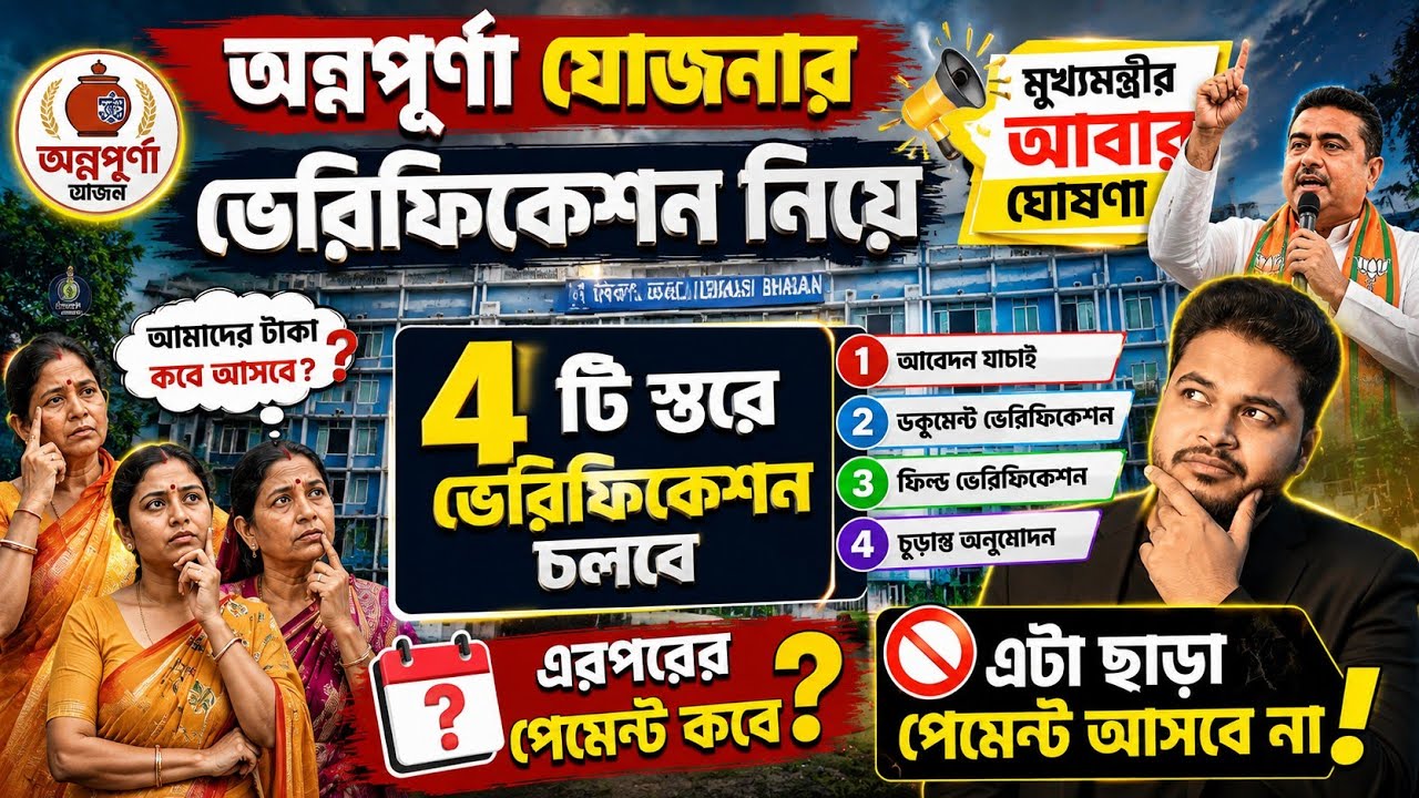 অন্নপূর্ণা যোজনার ভেরিফিকেশানের আপডেট: Annapurna Yojana Verification 2026: Annapurna yojana Payment 