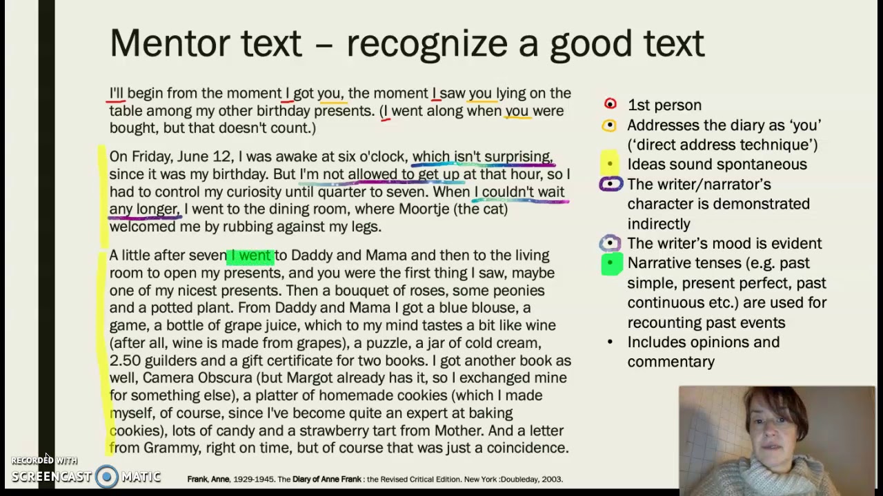 Paper 1 Text Types Diary IB Language B