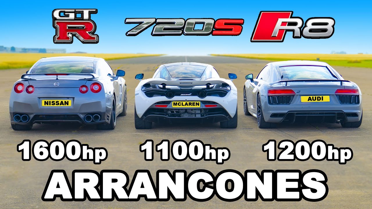1200hp Audi R8 vs 1600hp GT-R vs 1100hp McLaren 720S: ARRANCONES