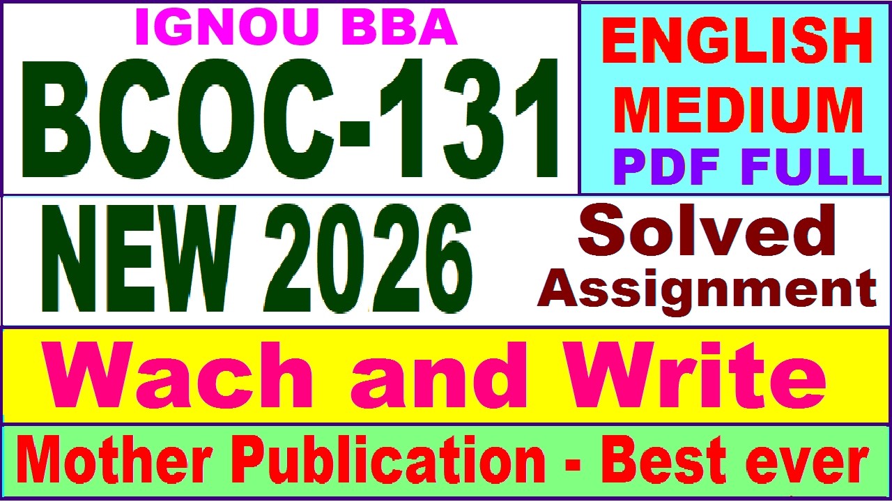 BBA BCOC 131 solved assignment 2026 in English || bcoc 131 solved assignment 2026 || ignou bcoc131