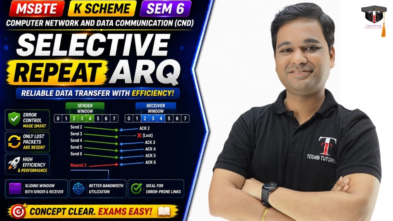 Selective Repeat ARQ Explained in Computer Network & Data Communication | MSBTE | Toshib Tutorials