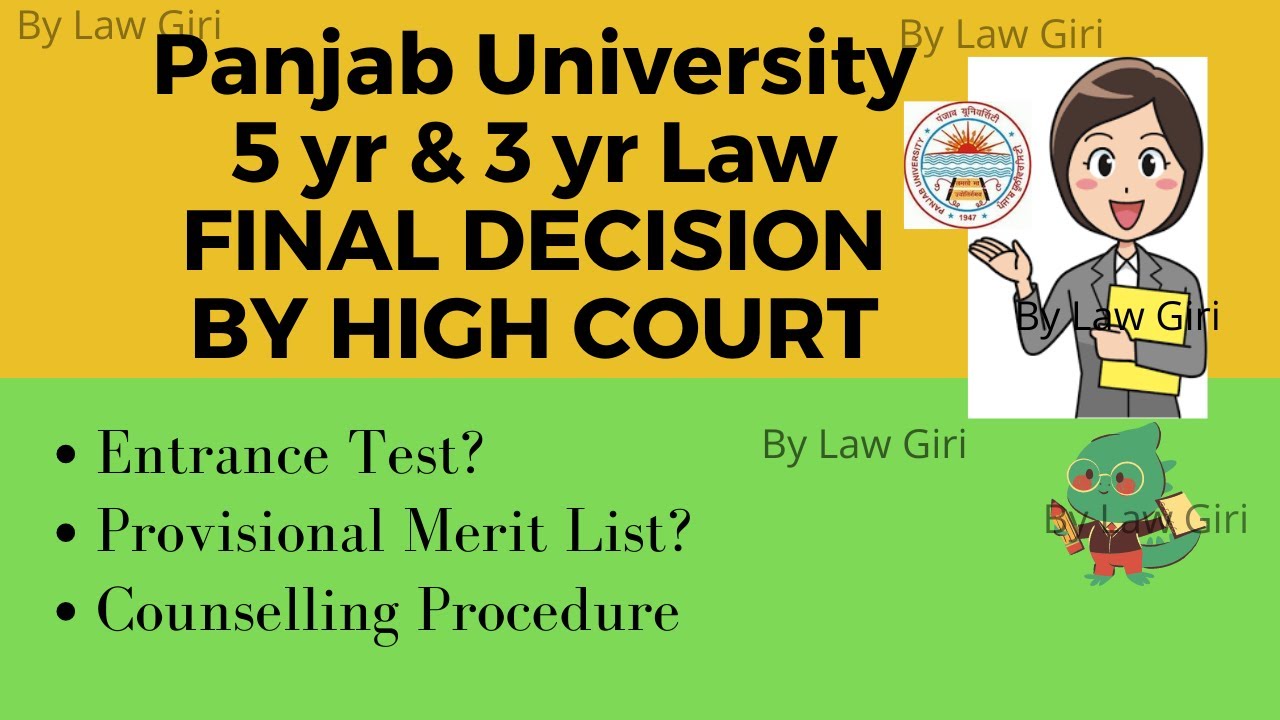 Panjab University 5 year & 3 year Law Entrance Final Decision| Panjab University LLB Admissions 2020