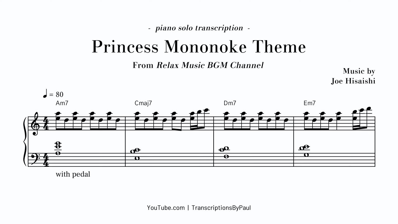 Princess Mononoke Theme (Studio Ghibli music) - Sheet music transcription