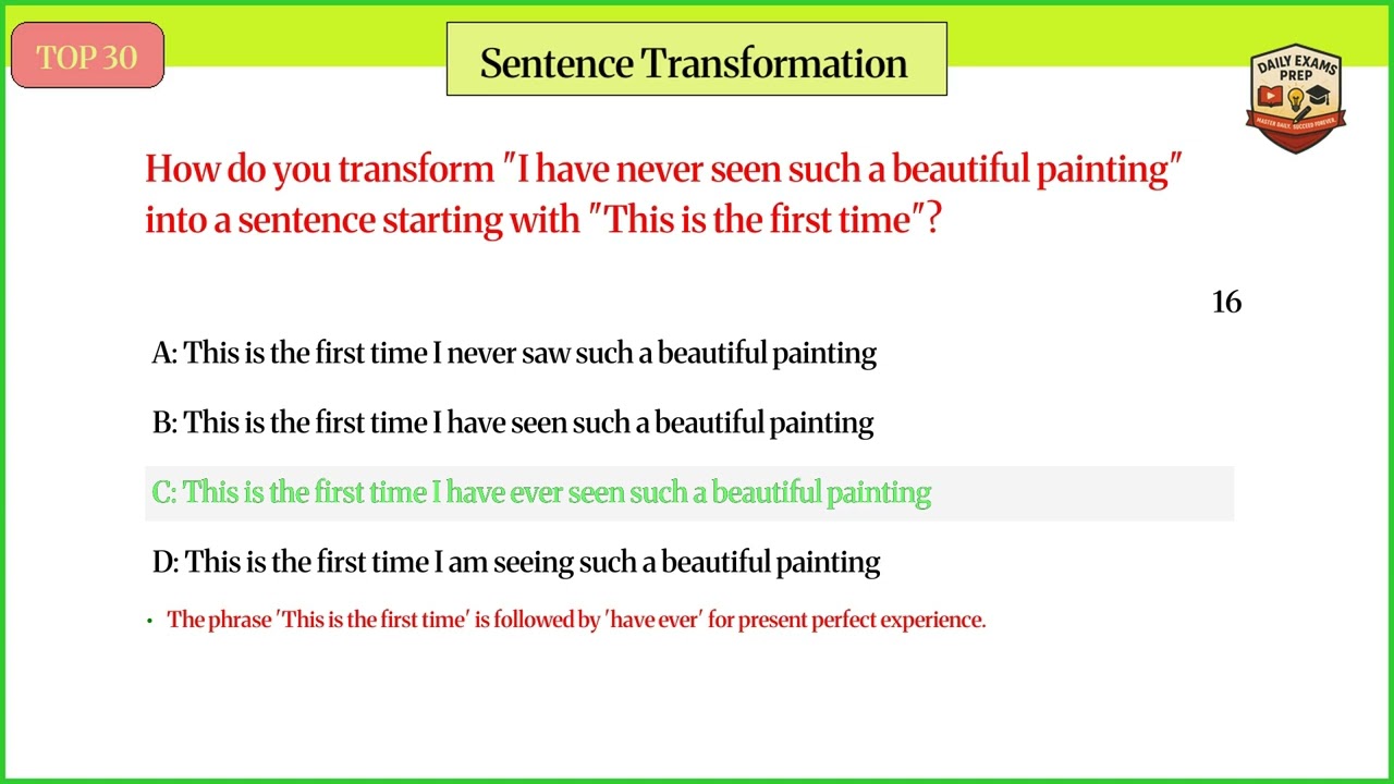TOP 30 Rapid Revision | Transformation of Sentences Challenge | Must-Know GK Quiz MCQ