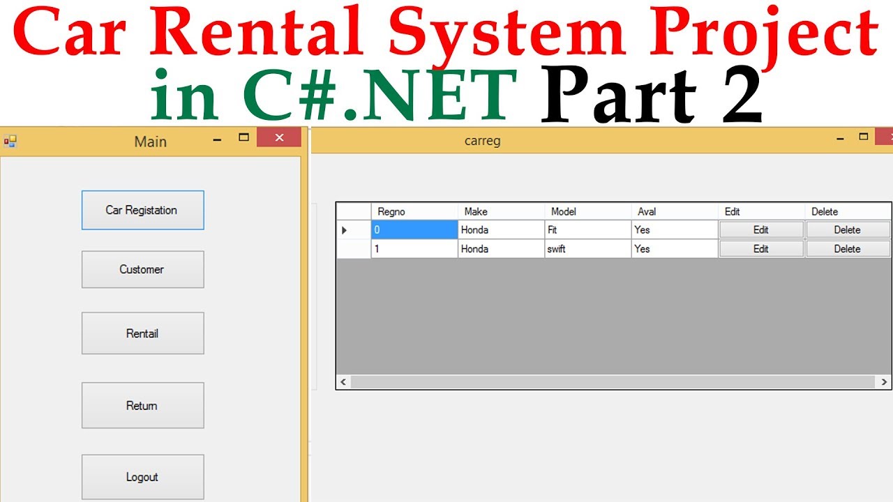 Car Rental System Project.in C#.NET part 2