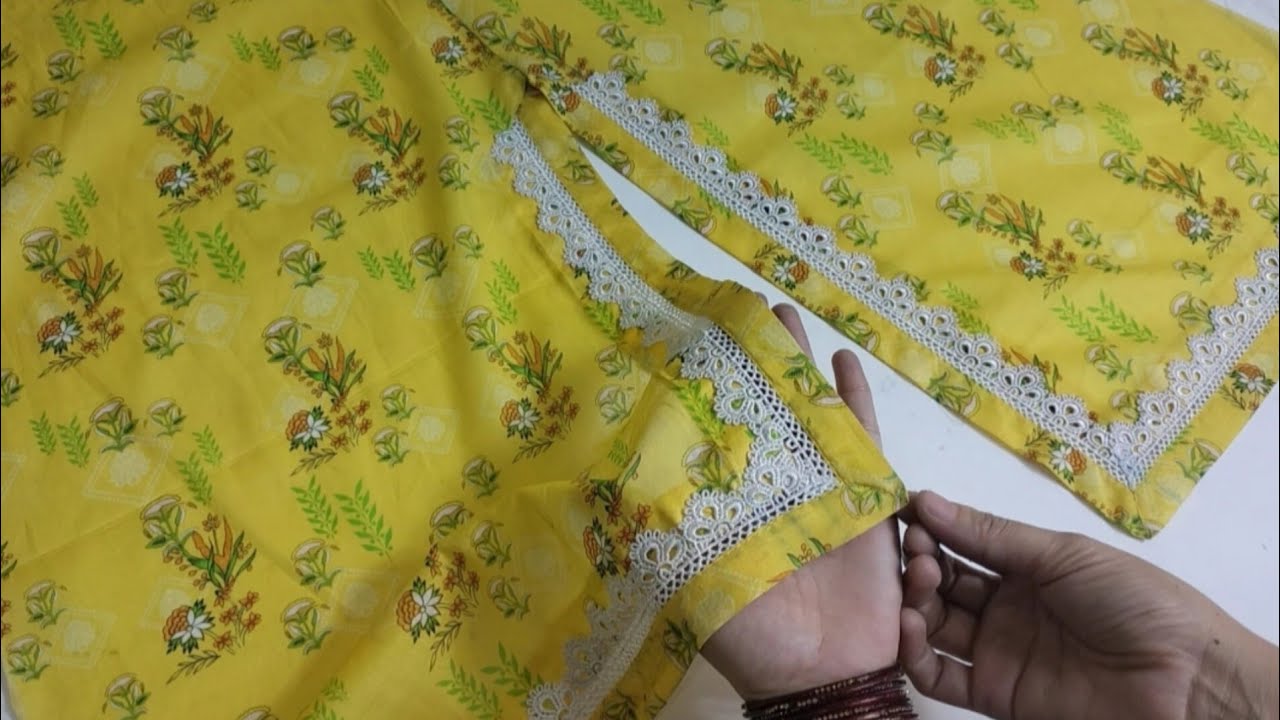 New Popular & Stylish Kurti Side Chaak\Slits & Daman With Lace | Let's Make This Kurti Side Slits 