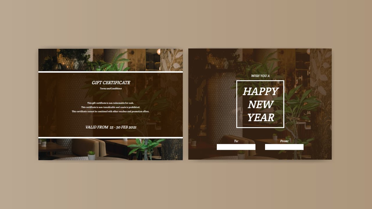 Design a 2021 New Year Gift Card for Restaurant for Free using Visual Paradigm InfoART