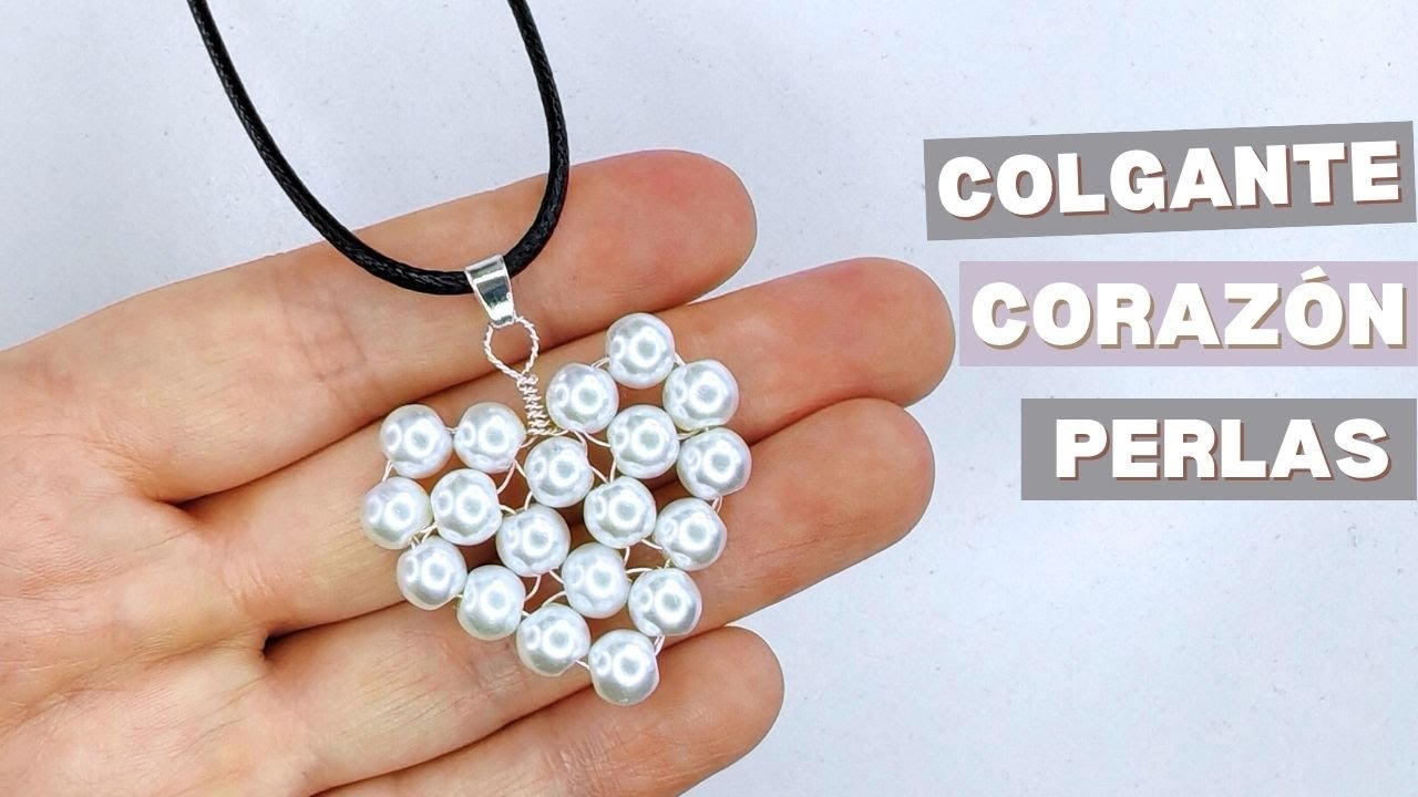 COLGANTE CORAZÓN DE PERLAS Y ALAMBRE