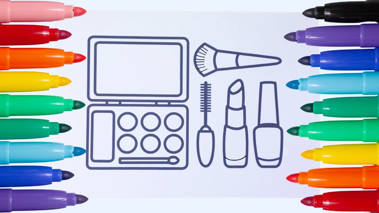 Colorare trucchi - make up tutorial per bambine - disegno da colorare
