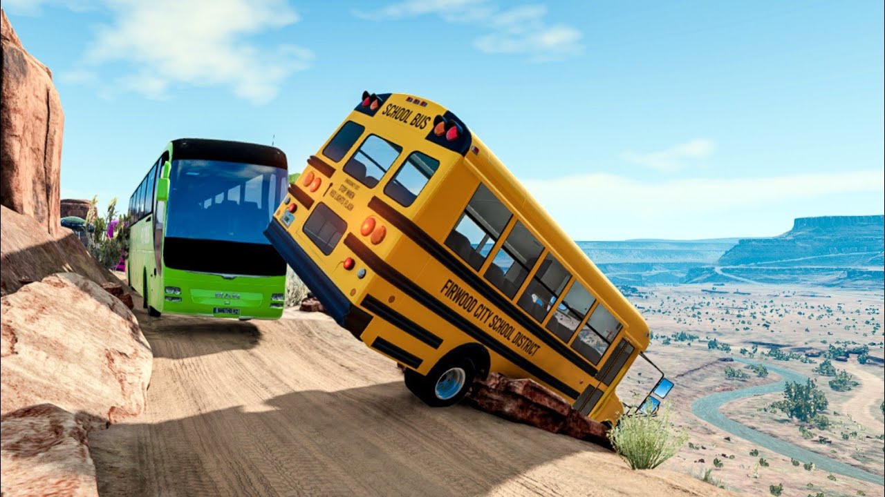 Deadliest Bus Crash Simulation on Narrow Cliff Road &ndash; BeamNG Drive