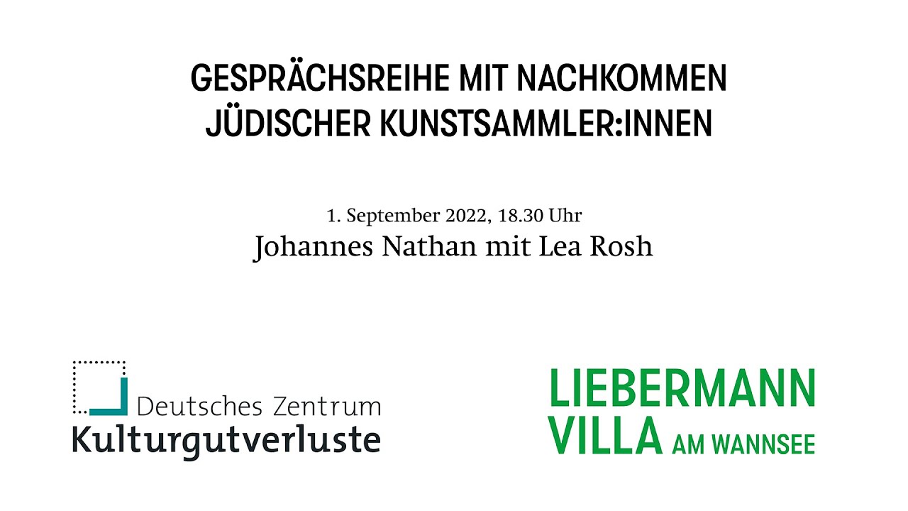 Gesprächsreihe mit Nachkommen jüdischer Kunstsammler:innen - Johannes Nathan mit Lea Rosh