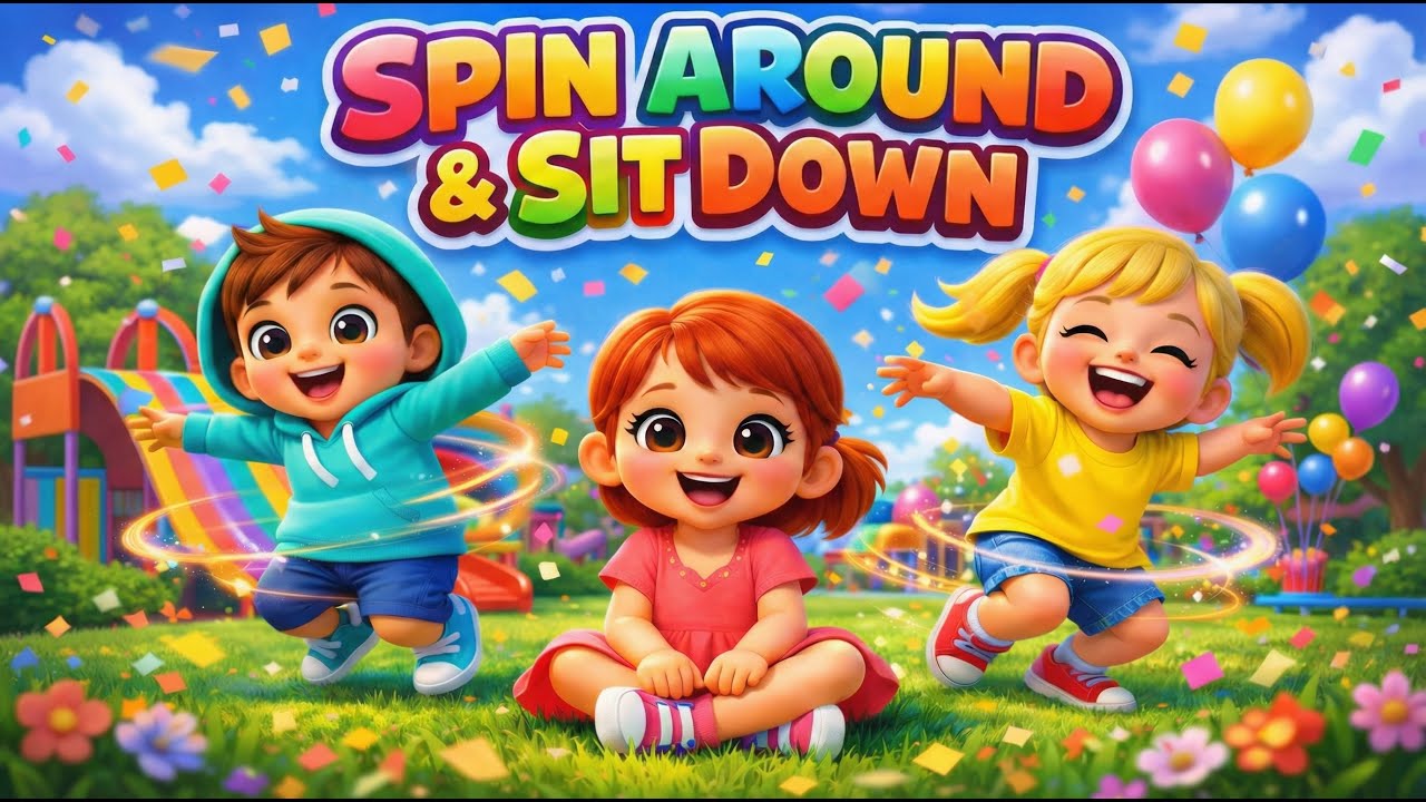 Spin Around and Sit Down | Fun Action Dance Song for Kids | Nursery Rhymes & Movement Song