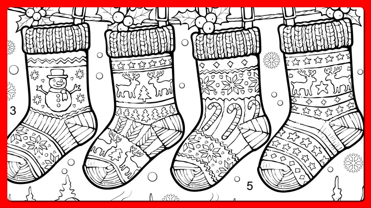 Christmas Holiday Stockings Snowman Reindeer & Cozy Village Color Oasis app #coloringbook