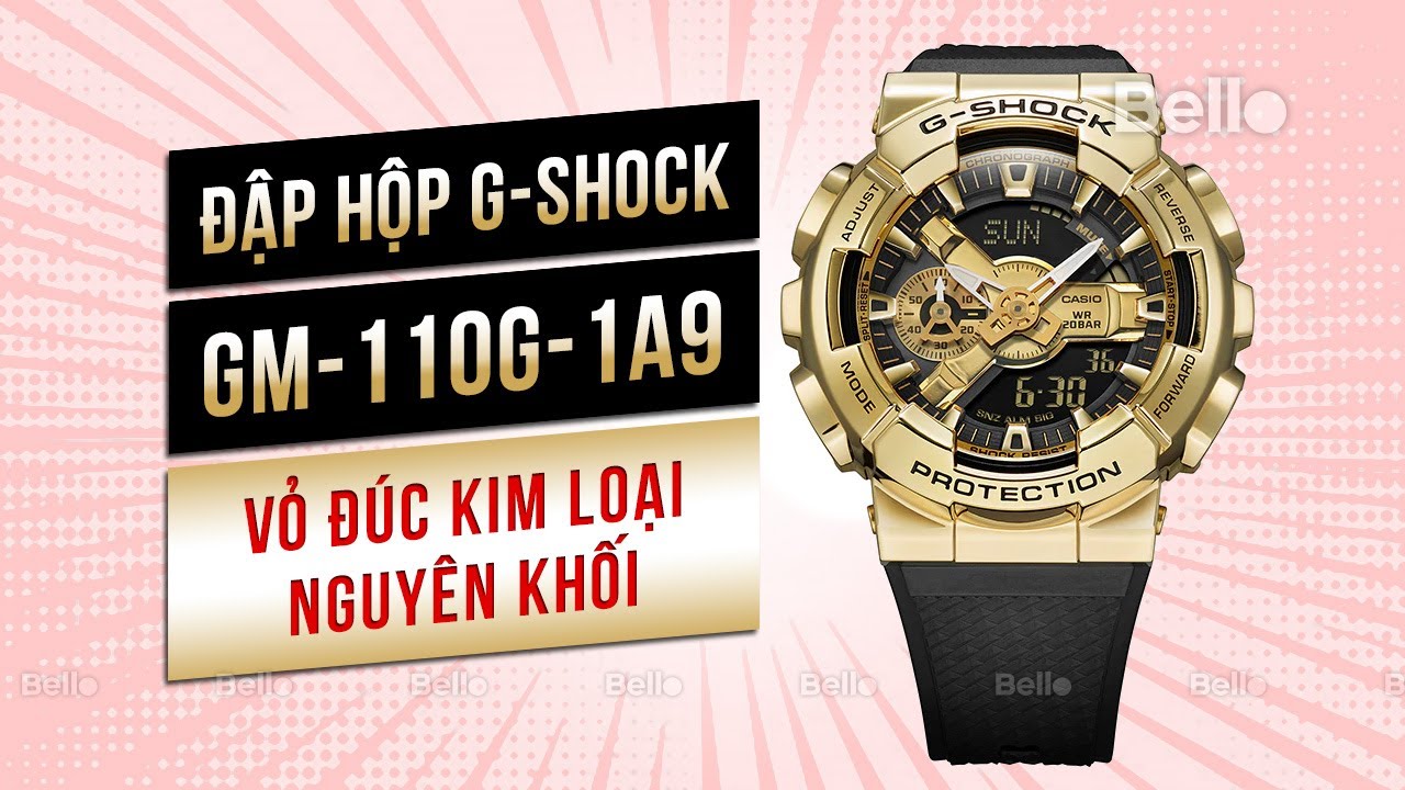 Đập hộp G-Shock Siêu phẩm GM-110G-1A9 vỏ đúc kim loại Black & Gold