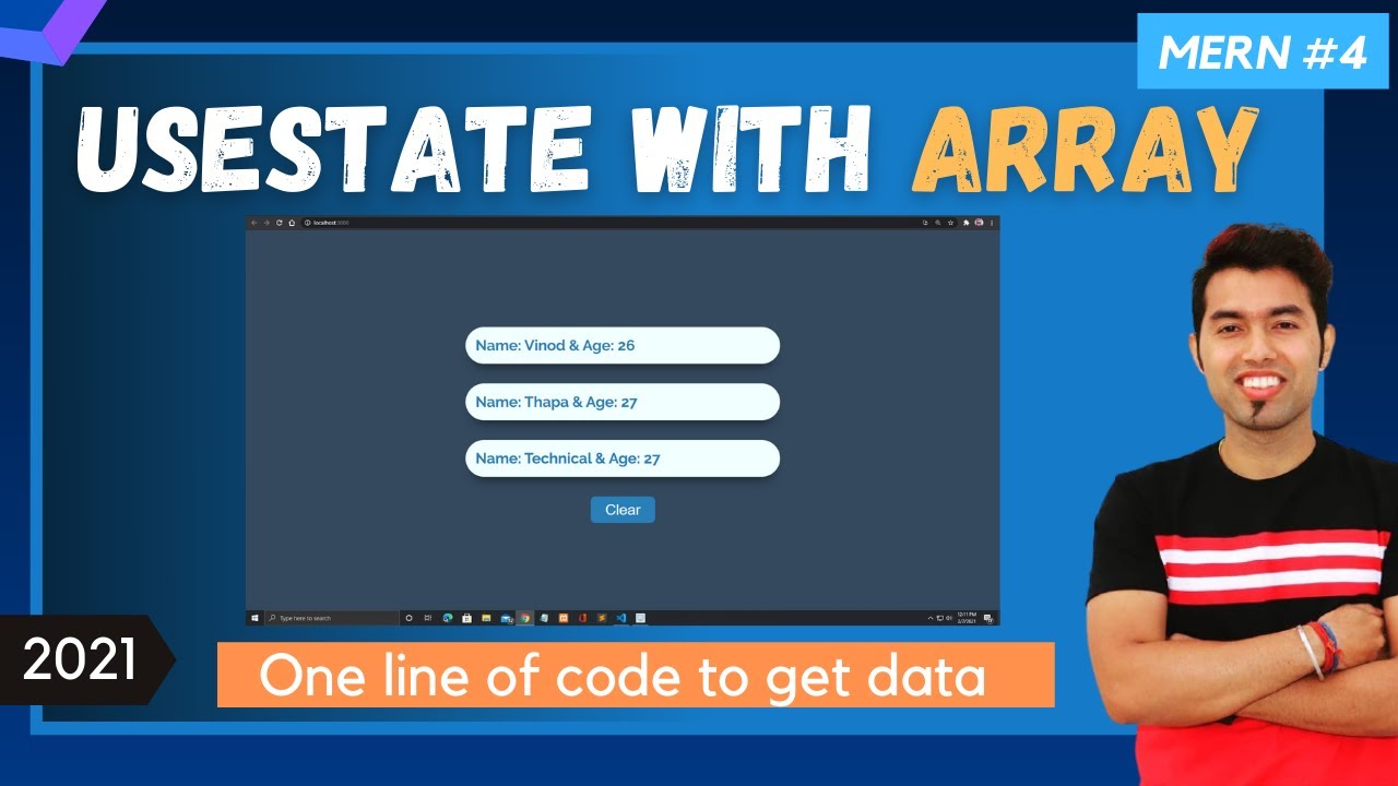 🔴 How to work with Array using UseState Hook in React in Hindi