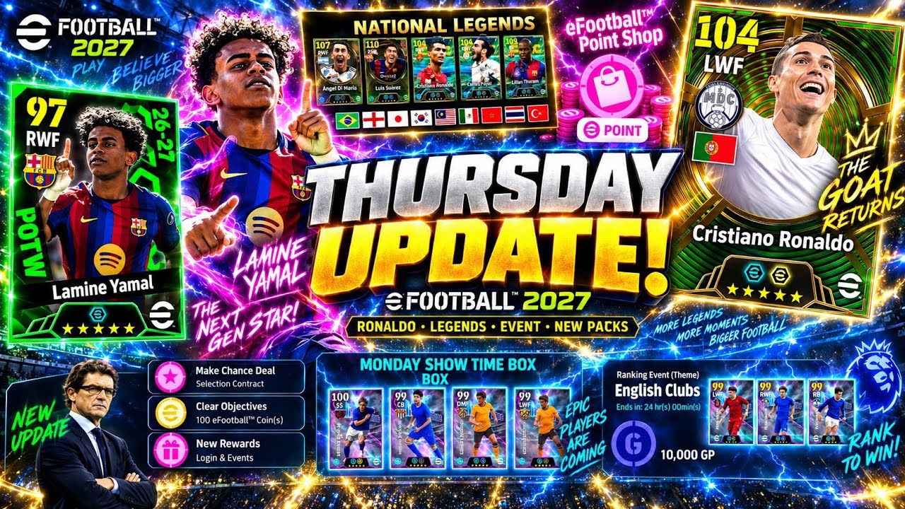 eFootball 2027 Thursday New Update 🤯| Free Epics | 2x Free Showtime & 5000 Free Coins eFootball 2027
