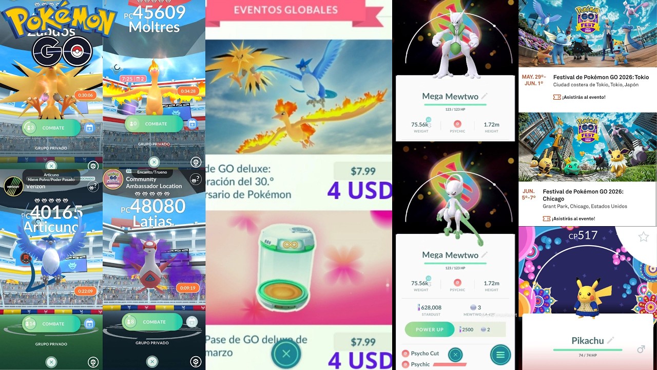 ✨✈️ Incursiones Pokémon GO Invitaciones Engel + PAR + GO Fest 2026 Mega Mewtwo + Pase Deluxe Marzo 🎟