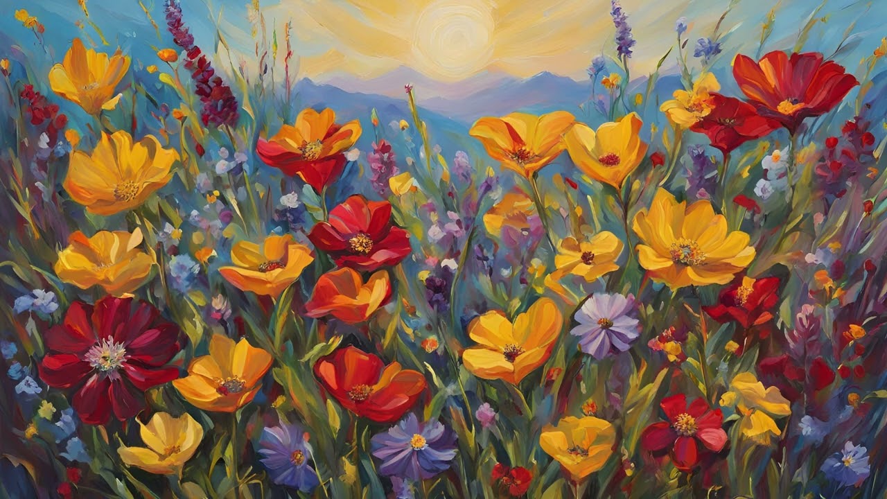 Frame Tv | 🌿 Hour of Tranquil Wildflower Meadow | Gentle Nature Painting with Bees & Butterflies 🐝🦋