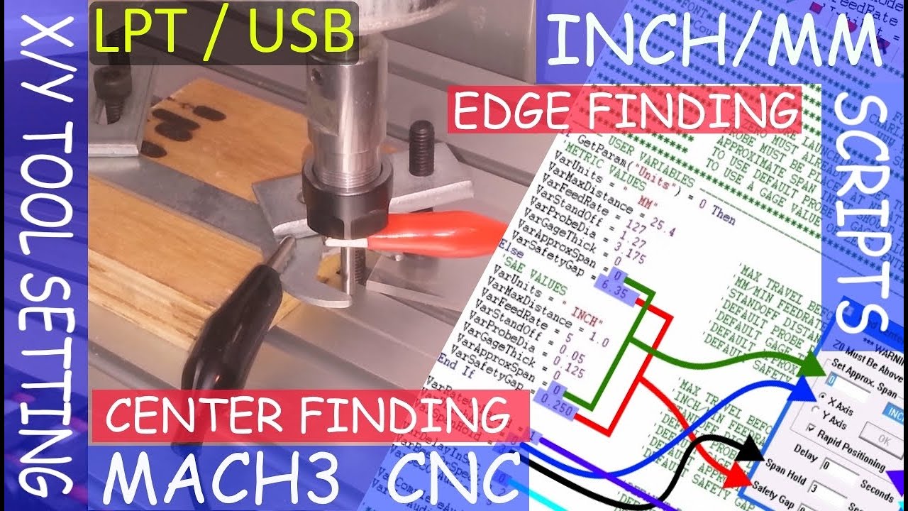 CNC Mach3 | Automated Tool Setting | Edge/Center Finding (X/Y) | Includes INCH/MM Scripts