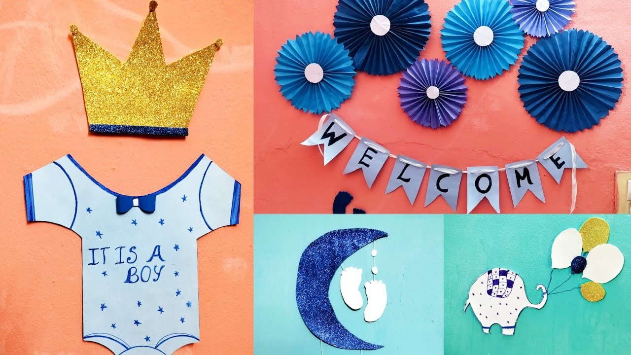 easy and beautiful boy baby welcome decoration ideas / easy baby decoration ideas #diy  #papercraft