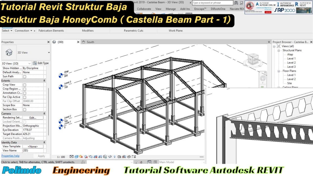Учебное пособие по Revit для стальной балочной конструкции Castella (соты)