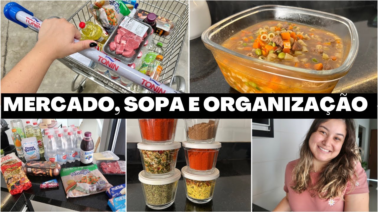 COMPRAS NO MERCADO, ORGANIZANDO AS COMPRAS, ROTINA DIÁRIA MATINAL E SOPA COM CARNE DE PANELA