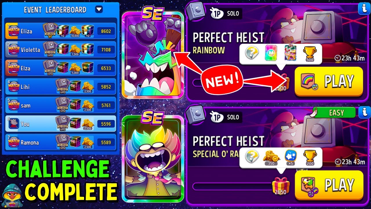 NEW SE BOOSTER & NEW SOLO MODE Rainbow + Square Match Perfect Heist/ Special O’Rama Perfrct Heist