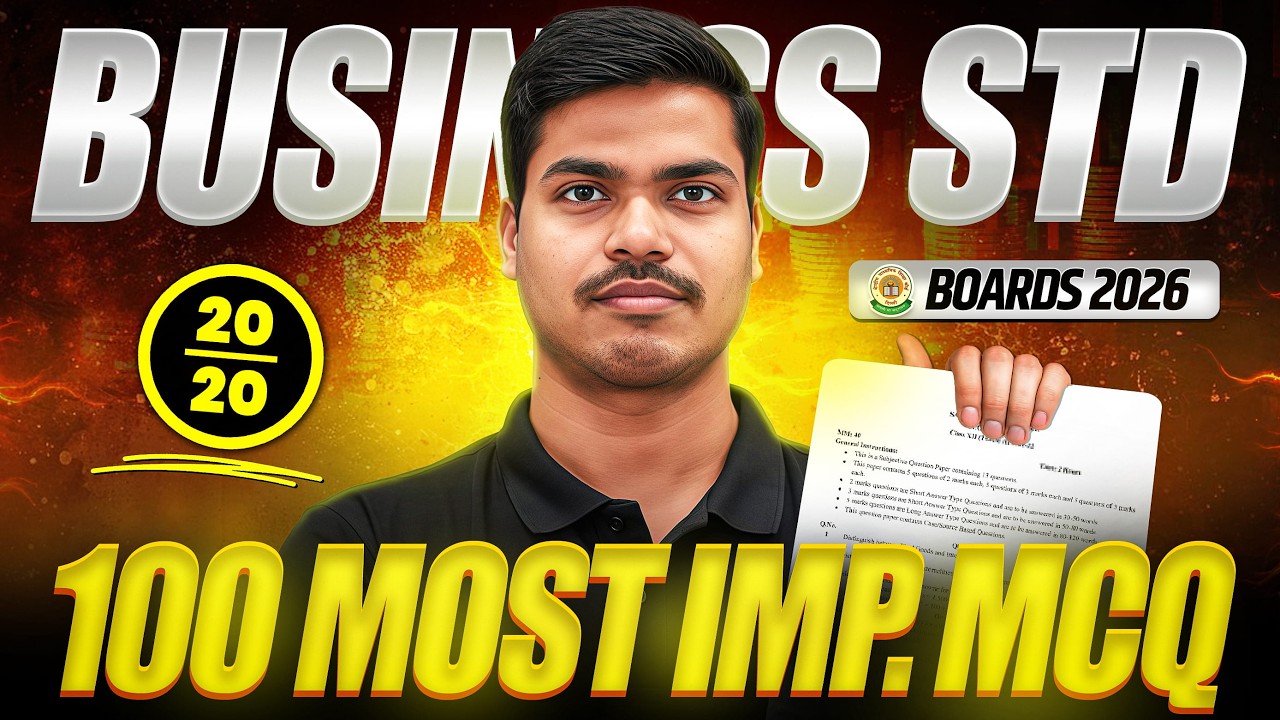 Top 100 Most Important MCQ in Business studies | 20 Marks in class 12 Board exam 2026. MUST DO THIS