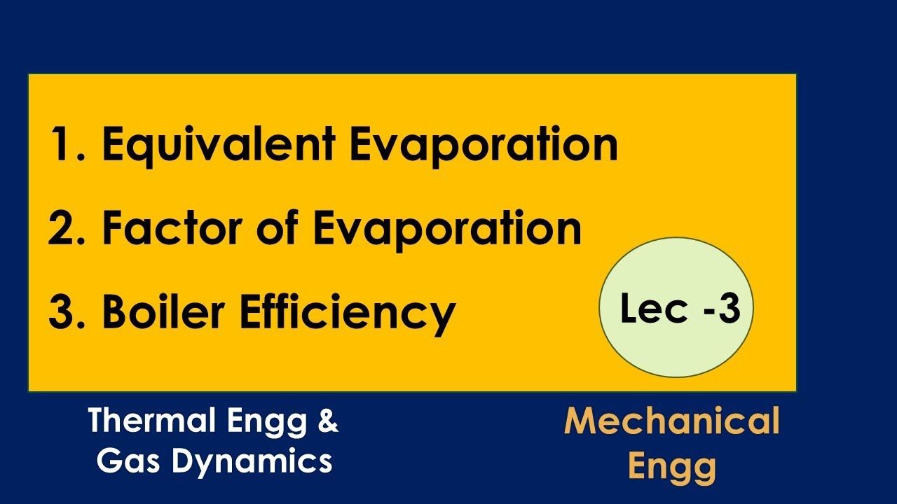 Equivalent Evaporation |  Factor of Evaporation |  Boiler Efficiency (Boiler Performance) | Lec - 3