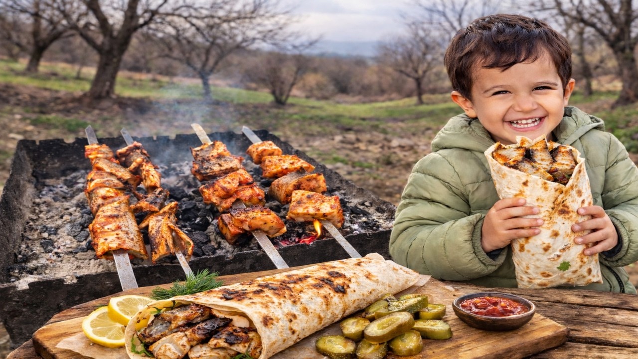 Giant Turkish Fish Wrap in the Countryside | Kids Love It!