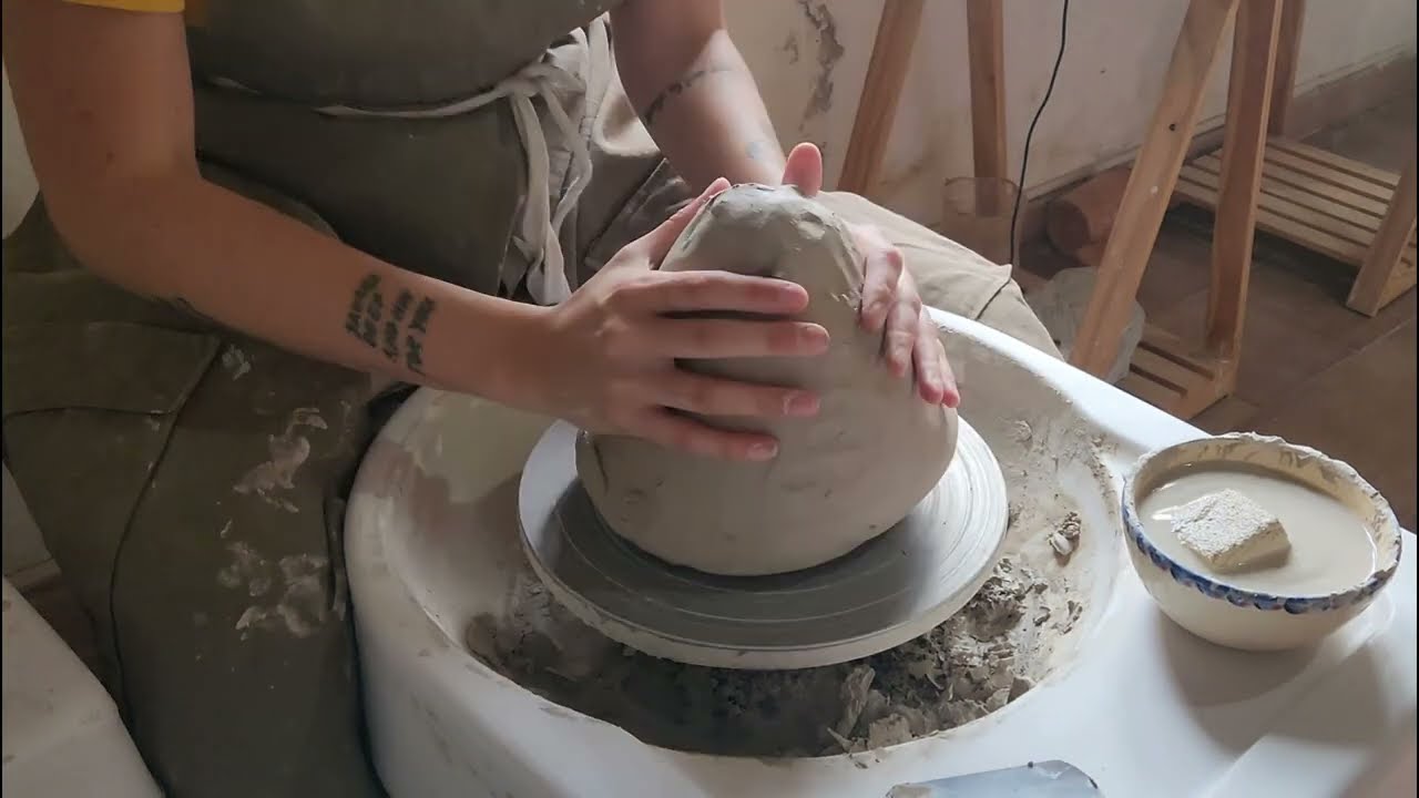 Proceso completo de Jarron de Ceramica pintado a mano.