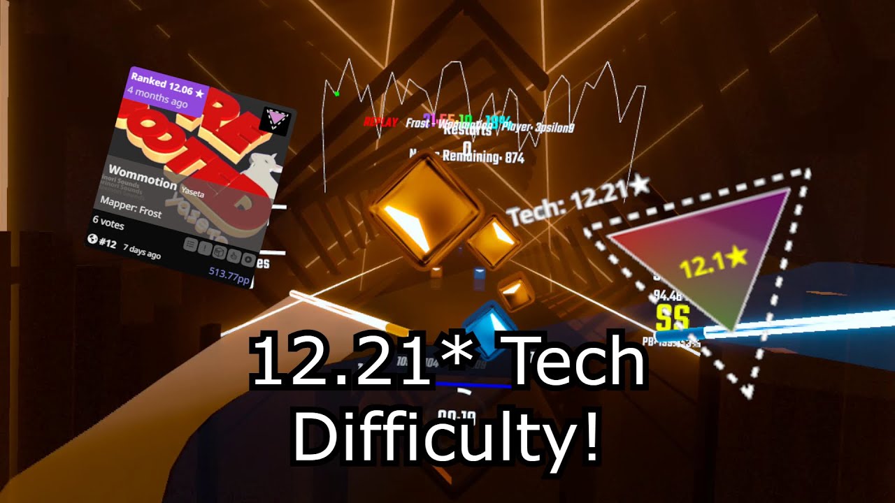 BEATING ONE OF THE HARDEST TECH MAPS IN BEAT SABER! Wommotion by Yaseta, 12.06*