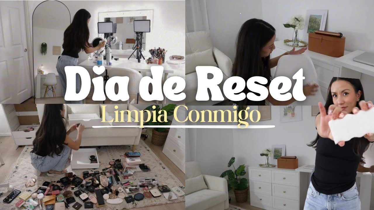 Día de RESET ✨🧺|Limpia conmigo mi CUARTO DE MAQUILLAJE 🫶🏻|Organizacion+Depuracion+Limpieza profunda.