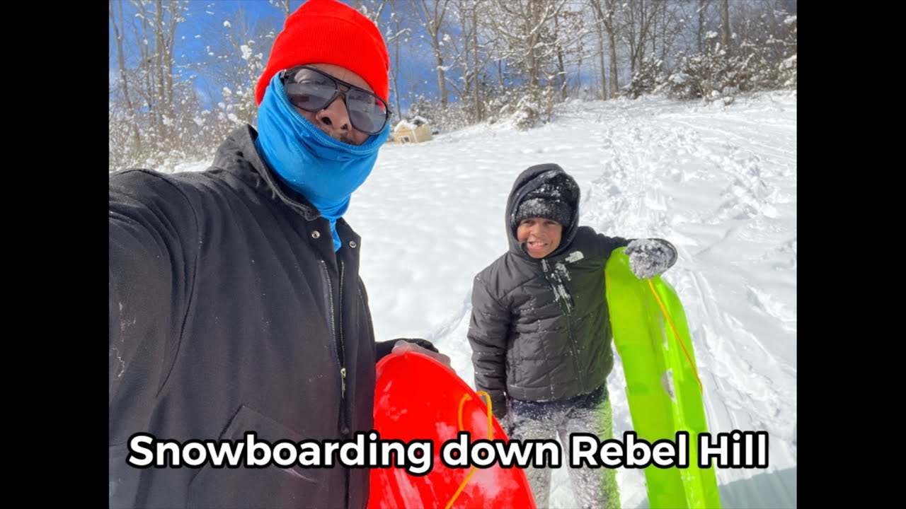 Snowboarding, down Rebel Hill
