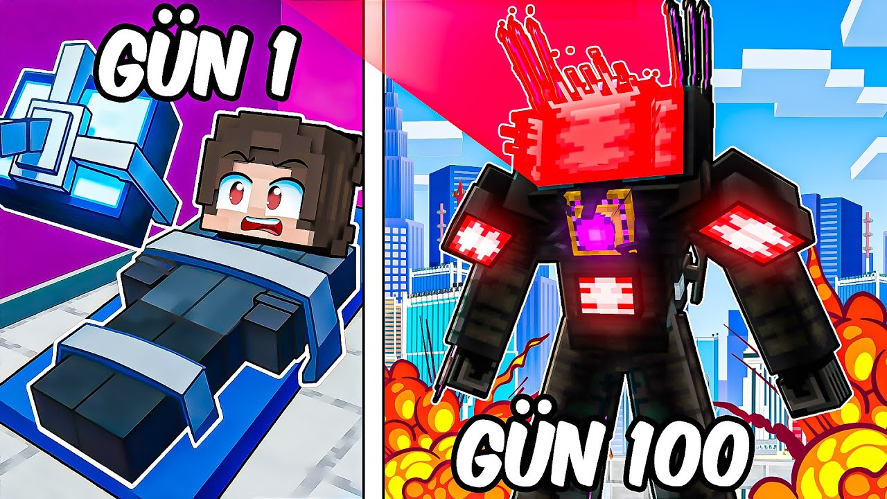Minecraft'ta TV-MAN OLARAK 100 GÜN GEÇİRDİM! 📺