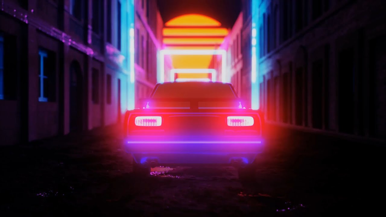 Retro Futuristic Car In Vintage Space City Screensaver 4K
