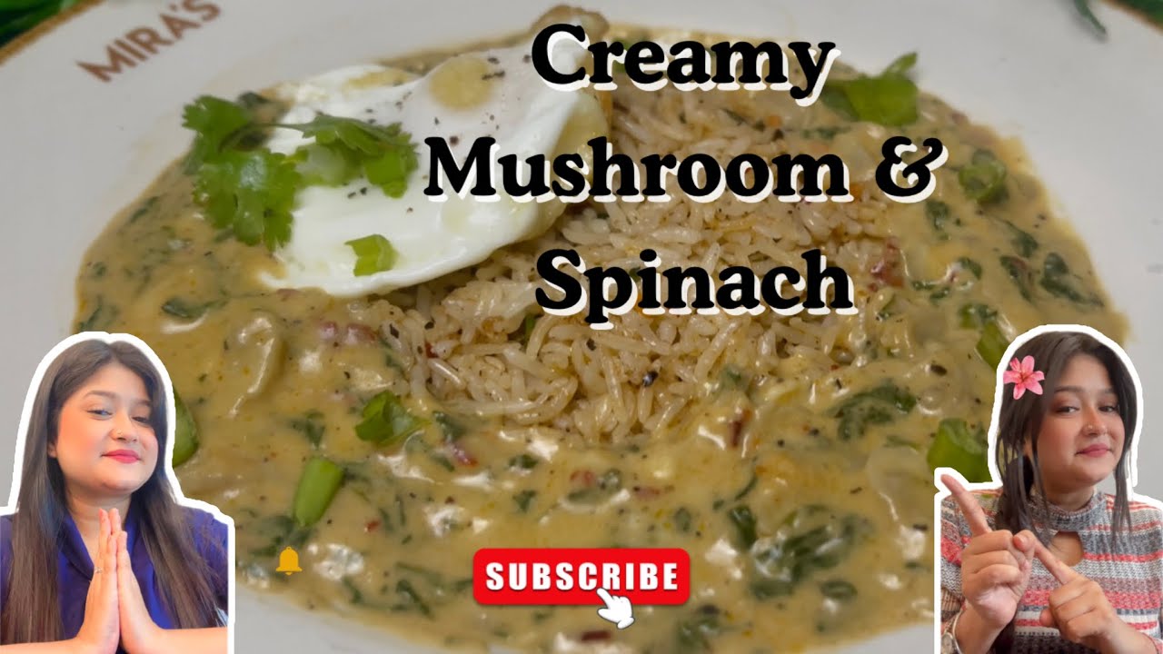 Creamy Mushroom n Spinach with Herb Rice Recipe | Easy Resturant Style Cooking Ghar Pe |