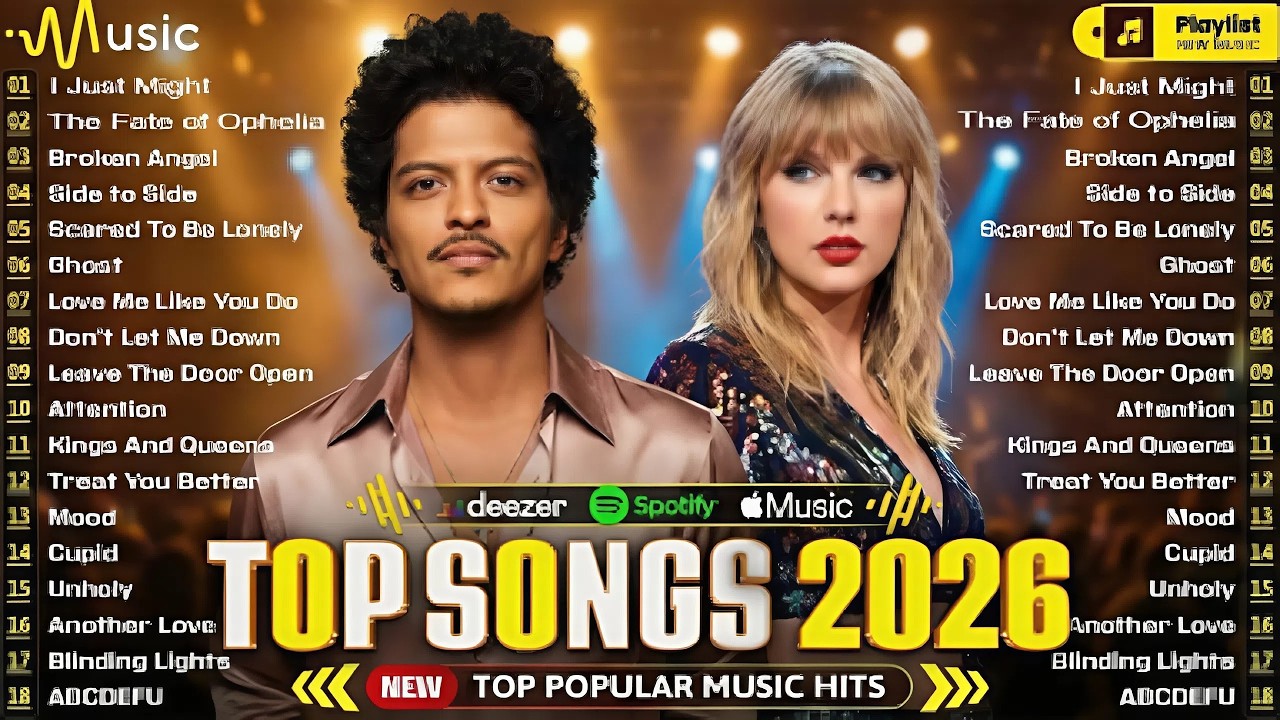 Selena Gomez, The Weeknd, Ed Sheeran, Bruno Mars, Adele, Miley Cyrus 🎶 Spotify Pop Hits 2026
