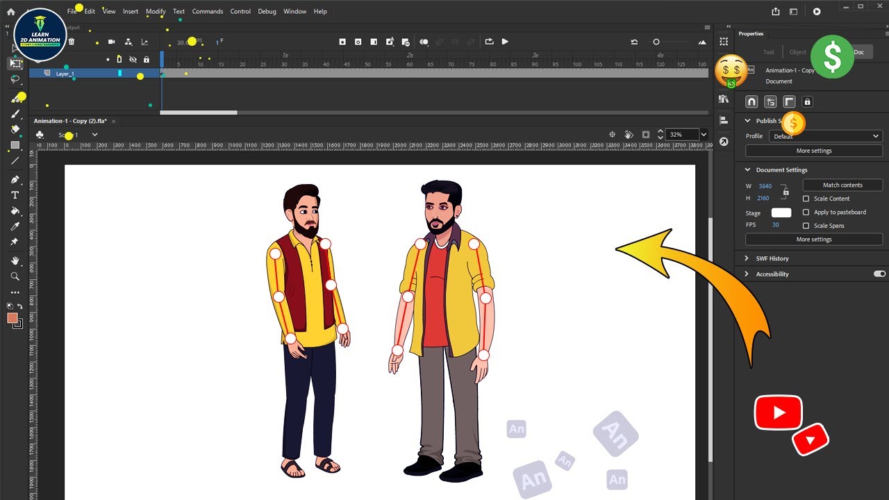 How to Rig a Character in Adobe Animate CC | 2D Animation Hindi Beginner Tutorial @Learn 2D Animation