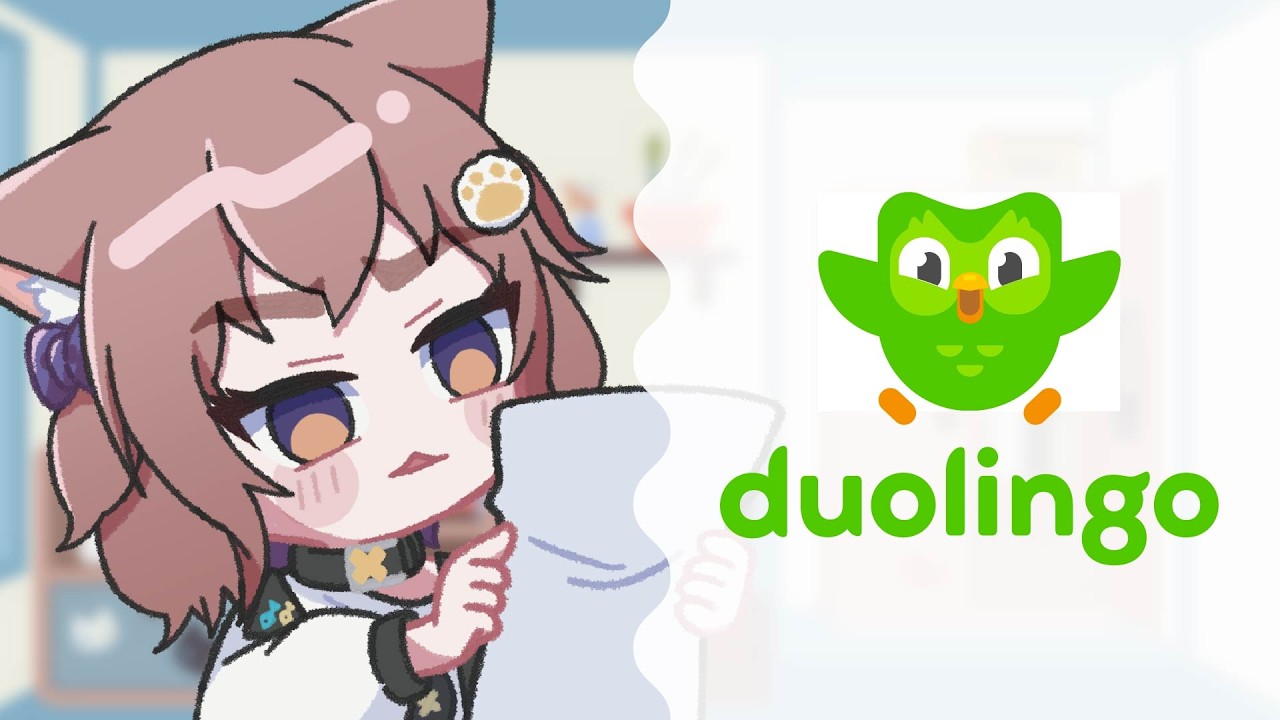 Japanese VTuber Studies English for Collab🐾〖 duolingo 〗〖 ゆづねこ / Yuzuneko 〗