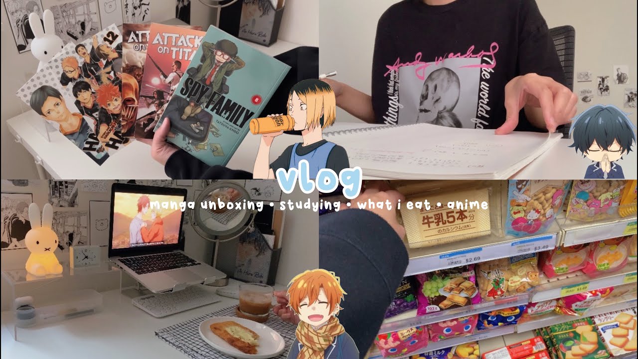 manga unboxing, studying, new desk chair, getting grocery, what i eat & anime | vlog