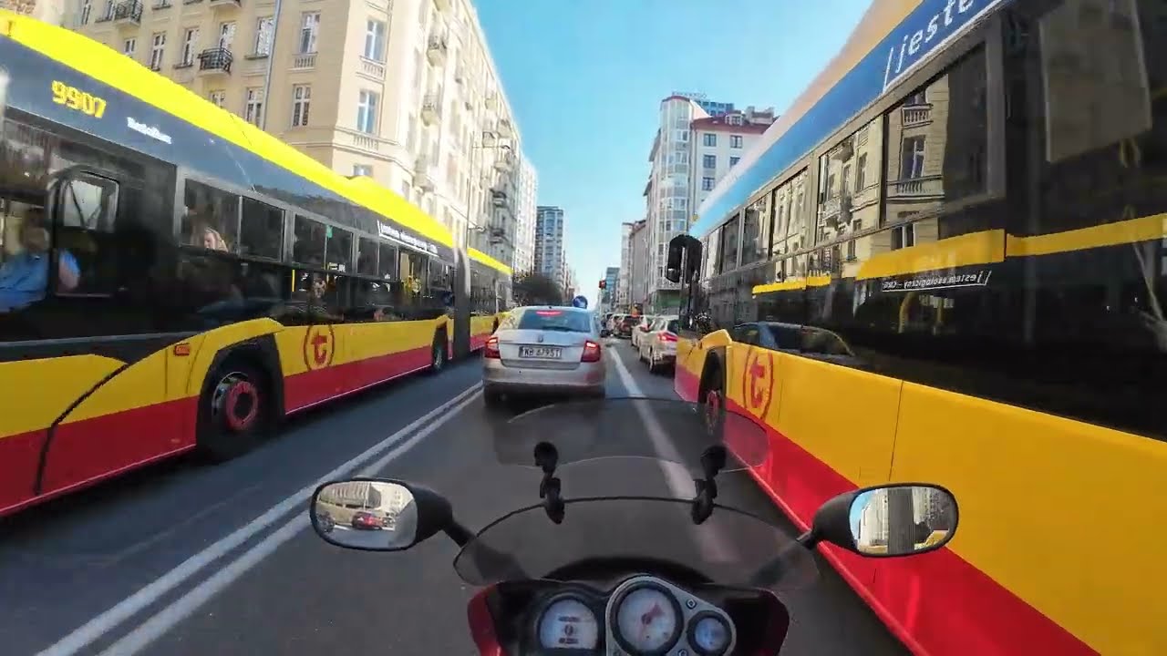 Daily motorcycle commute through Warsaw