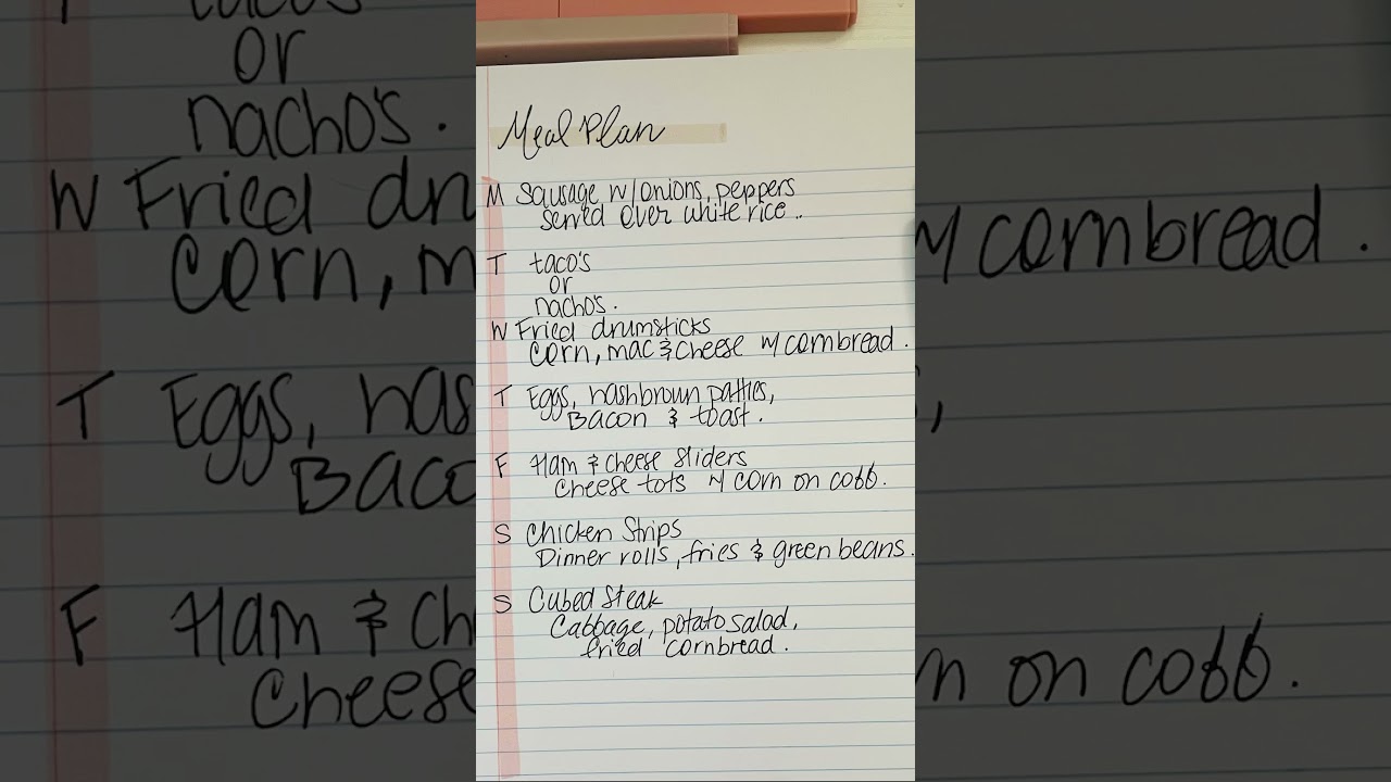 Weekly Menu 🍱 #menu #mealplan #mealplanning #dinner