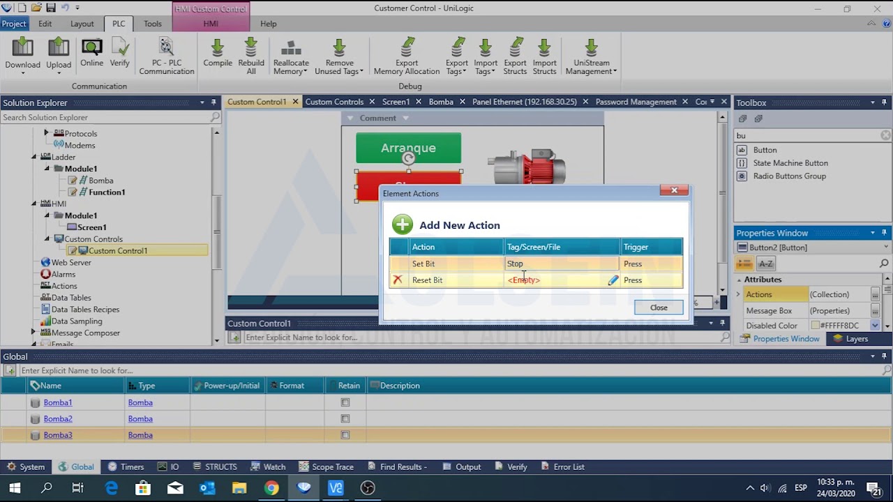 Unilogic Unitronics – Función Customer Control