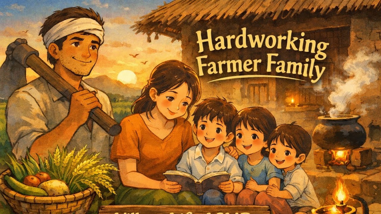Hardworking Farmer Family | Ghibli-Style Village Life ASMR | Calm & Peaceful Rural Story