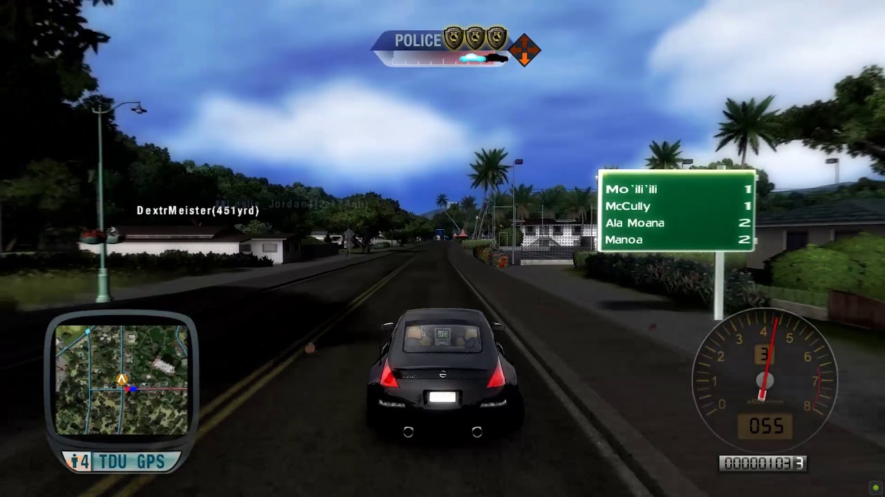 Test Drive Unlimited - Police Chase in ONLINE Free roam (NO SYNC)