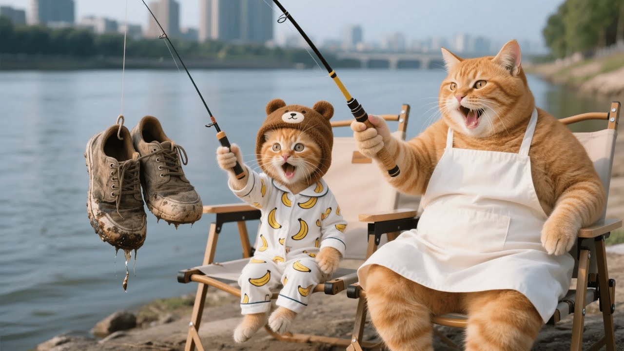 A Not So Lucky Fishing Day for Mama Cat and Ginger Kitten—But Good Kittens Still Deserve a Treat 🎣