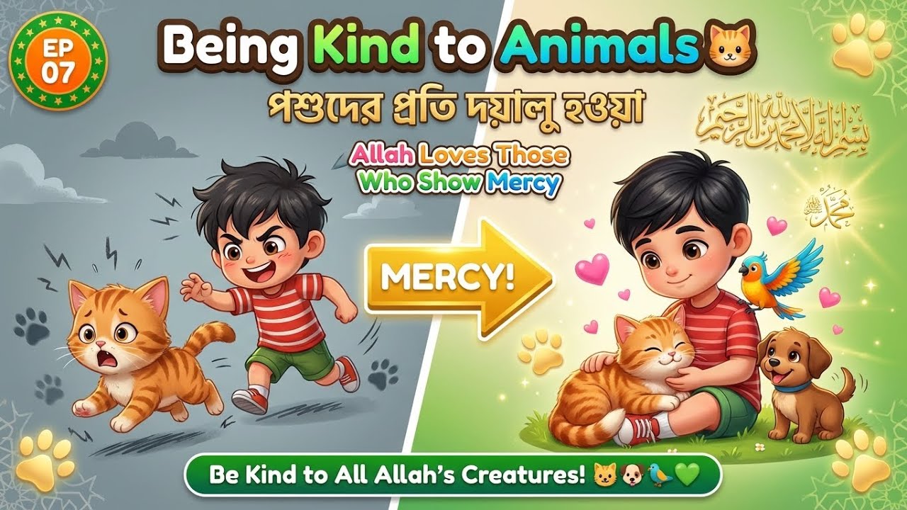 Being Kind to Animals 🐱 | Prophet Muhammad ﷺ Stories EP07 | Islamic Character Education